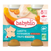 BABYBIO Pot Carotte Potimarron Truite 2x200g