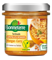 Tartinade lentilles rouges, mangue et curry 140gr