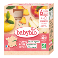 BABYBIO Gourde Pomme Poire Pêche 4x90g