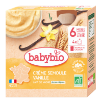 BABYBIO Gourde Crème Semoule Vanille 4x85g