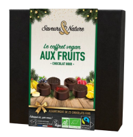 Coffret assortiment de bonbons de chocolats noir aux fruits