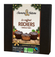 Coffret 9 mini rochers praliné noisette enrobés de chocolat noir 135gr