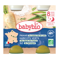 BABYBIO Pot Bonne Nuit Panais Haricots verts Riz 2x200g