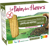 Biscottes Tartines craquantes bio au riz et aux lentilles allégées en sel 150gr