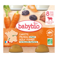 BABYBIO Pot Carotte Pruneau Boeuf 2x200g