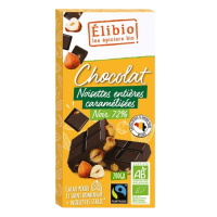 Tablette de chocolat noir 72% Cacao noisettes entières